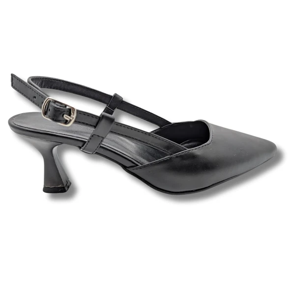 Elise | Suni Deri Arkası Açık Stiletto - 2