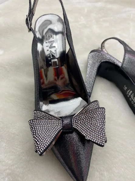 ÇİĞDEM GÜMÜŞ SATEN FİYONKLU,TAŞLI TOPUKLU AYAKKABI (ENZ) - Resim 11