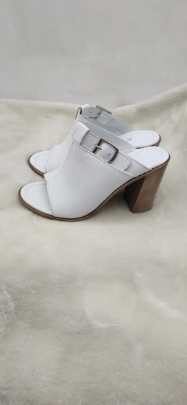 ÇİĞDEM GERÇEK DERİ SİYAH  KALIN TOPUKLU TERLİK - Resim 2