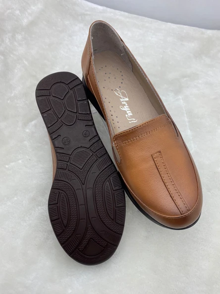 ÇİĞDEM TABA HAKİKİ DERİ HAFİF DOLGU TOPUK ANNE AYAKKABISI (ARY) - Resim 3