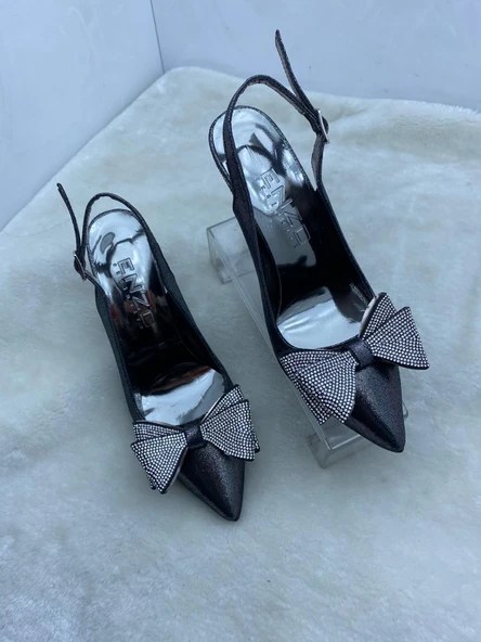 ÇİĞDEM GÜMÜŞ SATEN FİYONKLU,TAŞLI TOPUKLU AYAKKABI (ENZ) - Resim 13