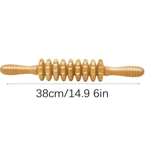 Valkyrie Medikal Ahşap Masaj Merdanesi Bel Boyun Sırt Bacak Masaj Aleti Selült Giderici 1. Kalite - 11