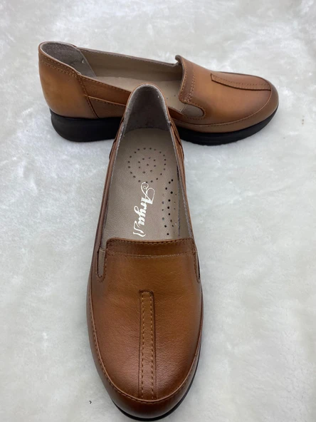 ÇİĞDEM TABA HAKİKİ DERİ HAFİF DOLGU TOPUK ANNE AYAKKABISI (ARY) - Resim 9