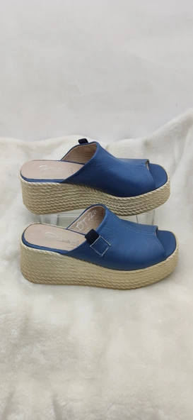 ÇİĞDEM GERÇEK DERİ SİYAH DOLGU TOPUK TERLİK(blsDT2B) - Resim 2