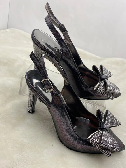 ÇİĞDEM GÜMÜŞ SATEN FİYONKLU,TAŞLI TOPUKLU AYAKKABI (ENZ) - Resim 17