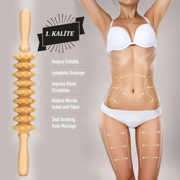 Valkyrie Medikal Ahşap Masaj Merdanesi Bel Boyun Sırt Bacak Masaj Aleti Selült Giderici 1. Kalite - 5