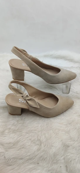 ÇİĞDEM DERİ SİVRİ BURUN ARKASI AÇIK SİYAH AYAKKABI(BTF A1) - Resim 2