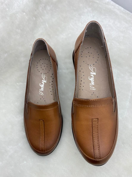 ÇİĞDEM TABA HAKİKİ DERİ HAFİF DOLGU TOPUK ANNE AYAKKABISI (ARY) - Resim 6