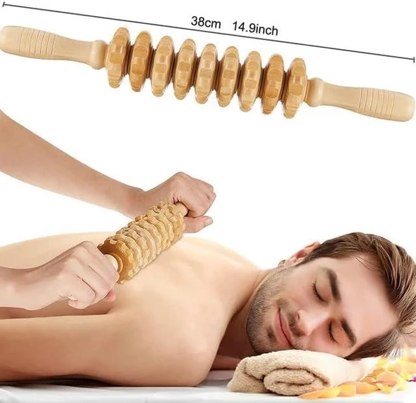 Valkyrie Medikal Ahşap Masaj Merdanesi Bel Boyun Sırt Bacak Masaj Aleti Selült Giderici 1. Kalite - 3