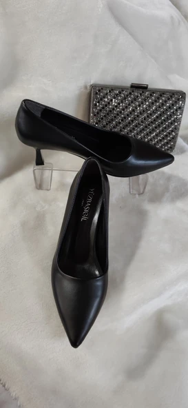 ÇİĞDEM SİYAH SİVRİ BURUN KADEH ÖKÇE KADIN AYAKKABI (YZBŞ AS1) - 2