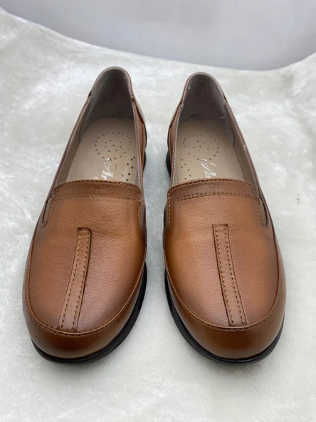 ÇİĞDEM TABA HAKİKİ DERİ HAFİF DOLGU TOPUK ANNE AYAKKABISI (ARY) - Resim 2