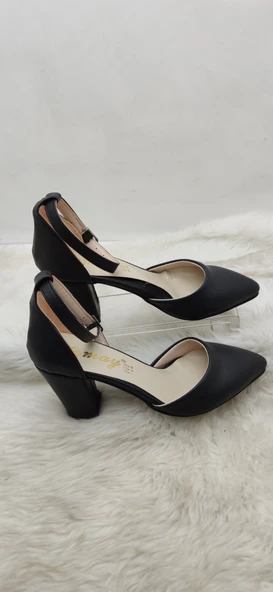 ÇİĞDEM TEN DERİ BİLEKTEN BAĞLI SİVRİ BURUN TOPUKLU AYAKKABI (CMY AT7A) - Resim 3