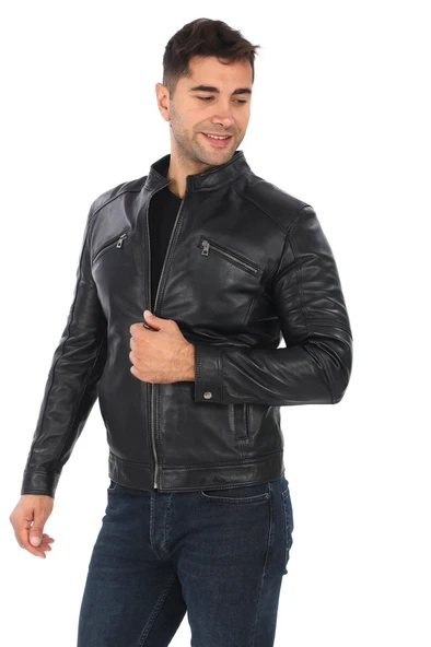 Fit Kesim Sade Spor Deri Mont Siyah Renk - 2