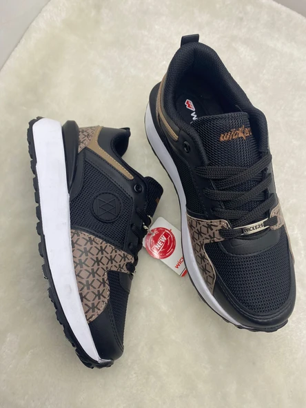 ÇİĞDEM  SİYAH-KAHVE YÜKSEK TABAN UNİSEX SNEAKER SPOR AYAKKABI - Resim 2