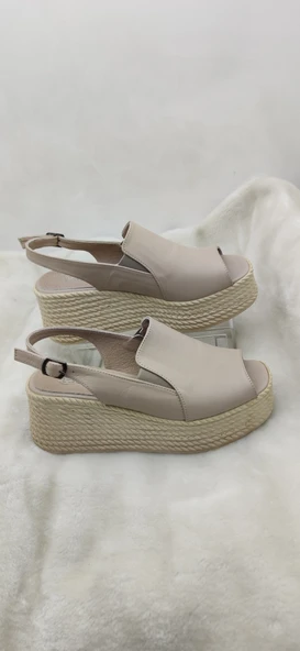 ÇİĞDEM GERÇEK DERİ TEN ARKASI TOKALI DOLGU TOPUK SANDALET(blsSN17) - 5