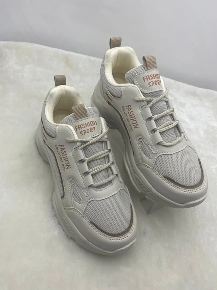 ÇİĞDEM KUM-TABA KADIN YÜKSEK TABAN SNEAKERS SPOR AYAKKABI - 5