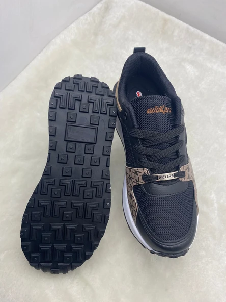 ÇİĞDEM  SİYAH-KAHVE YÜKSEK TABAN UNİSEX SNEAKER SPOR AYAKKABI - Resim 3