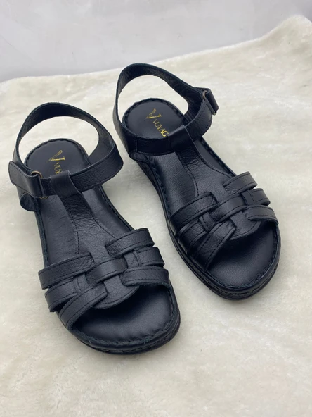 VOYAGER 8804 SİYAH HAKİKİ DERİ ORTOPEDİK KADIN SANDALET - Resim 11