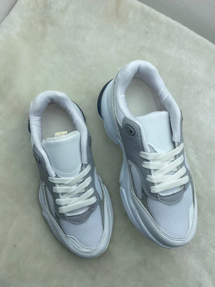 ÇİĞDEM BEYAZ-GÜMÜŞ KADIN GÜNLÜK SNEAKER AYAKKABI - Resim 2
