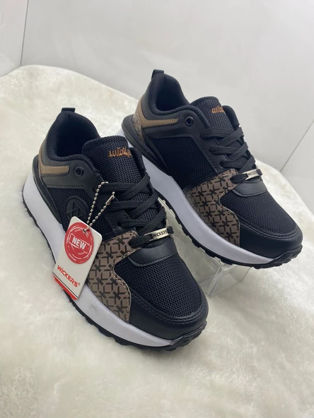 ÇİĞDEM  SİYAH-KAHVE YÜKSEK TABAN UNİSEX SNEAKER SPOR AYAKKABI - Resim 10