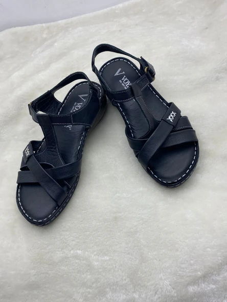 VOYAGER 7955 SİYAH HAKİKİ DERİ ORTOPEDİK İNCE ÇAPRAZ KADIN SANDALET - Resim 7