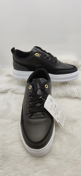 CONSEPT SİYAH-BEYAZ KALIN TABAN ERKEK DERİ SPOR AYAKKABI 0525 - Resim 2