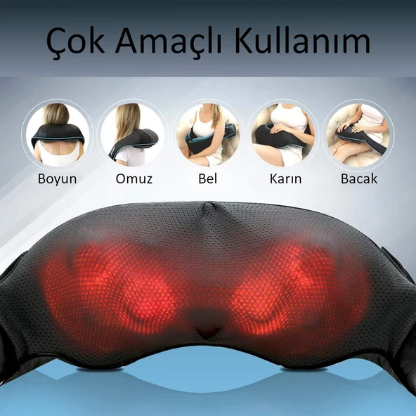 Valkyrie Şarjlı Shiatsu Bel Bacak Ayak Sırt Boyun Masaj Aleti Isıtmalı 8 Nodüllü 1. Kalite Rahatlatıcı Kas Gevşetici Masaj Cihazı - 8
