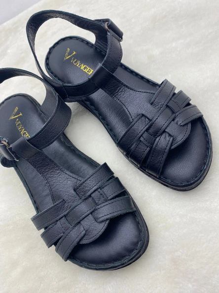 VOYAGER 8804 SİYAH HAKİKİ DERİ ORTOPEDİK KADIN SANDALET - Resim 10