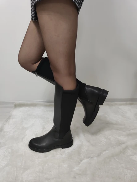 TİDE DERİ ARKASI STREÇLİ KADIN DÜZ ÇİZME (byz Ç1) - Resim 3