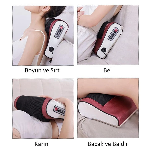 Valkyrie Elektrikli Masaj Yastığı Isıtmalı Yoğurmalı Kademeli Boyun Bel Sırt Bacak Masajı Araç Çakmaklıklı Adaptörlü - 4