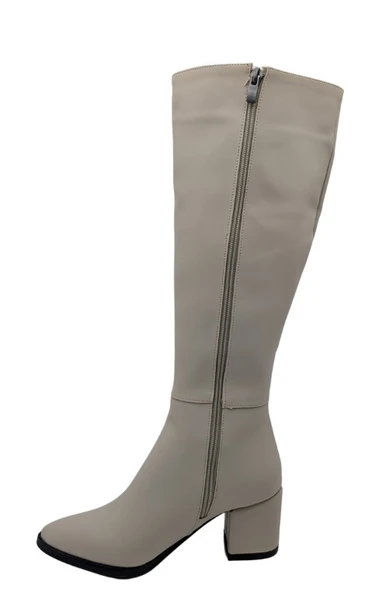 Bellastra Kadın Topuklu Çizme - Şık Suni Deri Tasarım - Resim 3