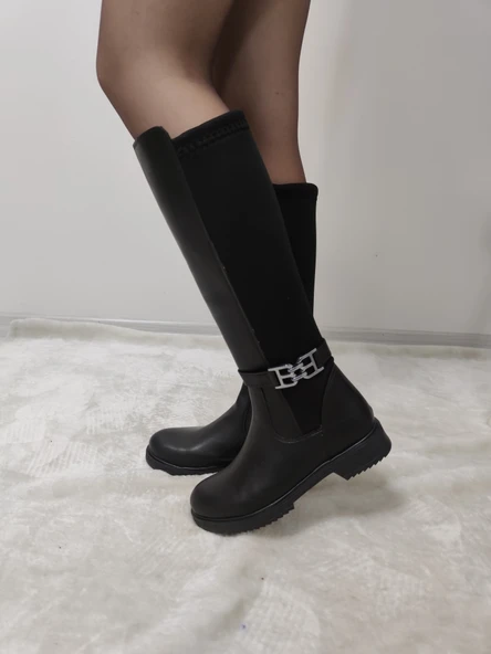 TİDE DERİ ARKASI STREÇLİ KADIN DÜZ ÇİZME (byz Ç1) - Resim 2