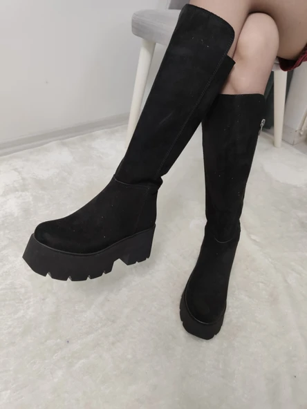 ÇİĞDEM SİYAH RUGAN YÜKSEK TABAN ÇİZME - 6