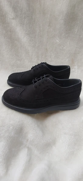 BURÇ - GERÇEK NUBUK DERİ LAZER KESİM ERKEK CASUAL AYAKKABI - Resim 2