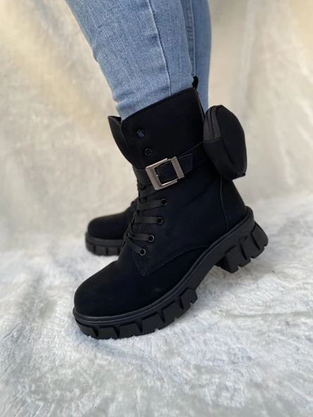 ÇİĞDEM YANDAN CEPLİ SİYAH POSTAL BOT ( TWİNGO 7640 ) - Resim 2