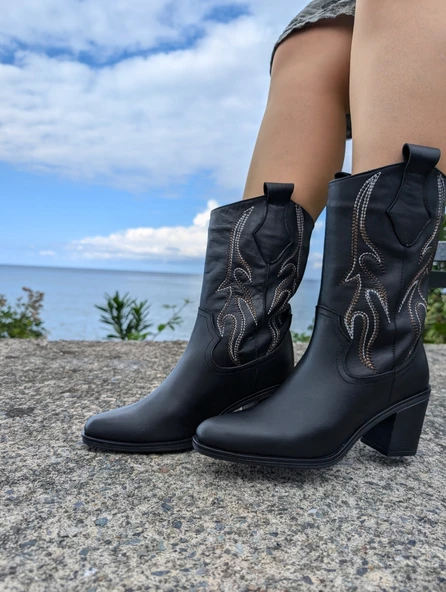 Gloria Paris 7628 Kadın Hakiki Deri Kovboy Botu - 2