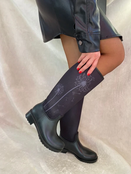 ÇİĞDEM SİYAH DALGIÇ KUMAŞ LASTİK ÇİZME - Resim 6