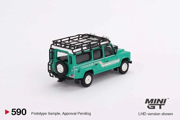 NessiWorld Mini GT 1/64 Land Rover Defender 110 1985 County Station Wagon Trident Green - Resim 3