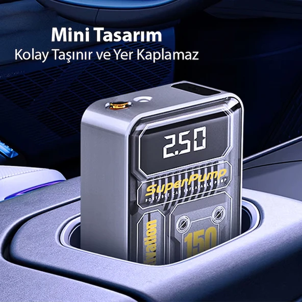 EZERE 150psi Tasinabilir Araba yüksek güçlü elektrikli kablosuz lastik hava pompasi - 4