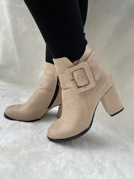 ÇİĞDEM YANDAN TOKALI BEJ SÜET TOPUKLU BOT ( ESF) - Resim 2