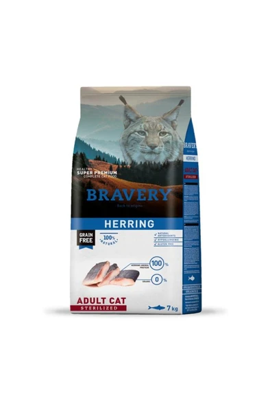 Bravery Bravery Tahılsız Kısırlaştırılmış Ringa Balıklı Yetişkin Kedi Maması 7 Kg ürün görseli 1