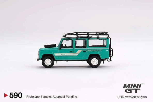 NessiWorld Mini GT 1/64 Land Rover Defender 110 1985 County Station Wagon Trident Green - Resim 2