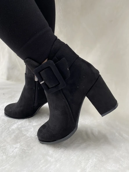 ÇİĞDEN YANDAN TOKALI SİYAH SÜET TOPUKLU BOT ( ESF ) - Resim 2