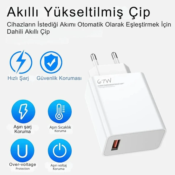 Tonex 67W USB-A to Type-C Kablolu Şarj Aleti - 2