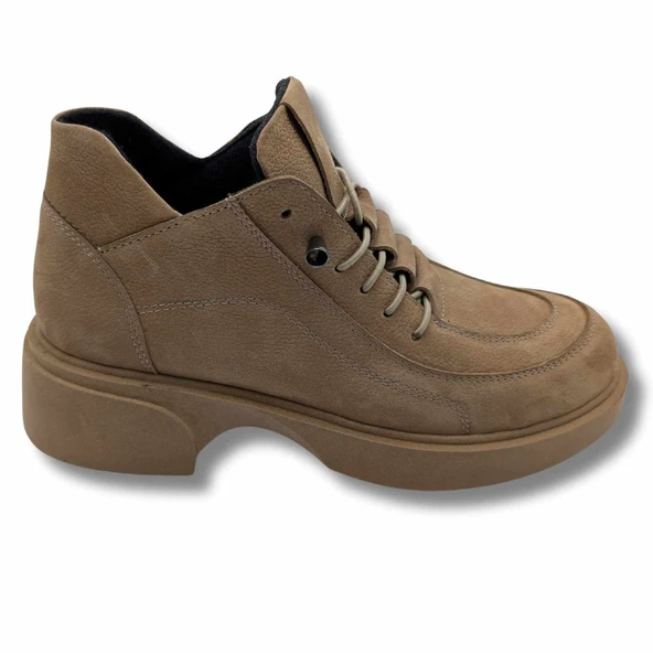 Passo - Kadın Gerçek Nubuk Deri Kısa Bot - Resim 4