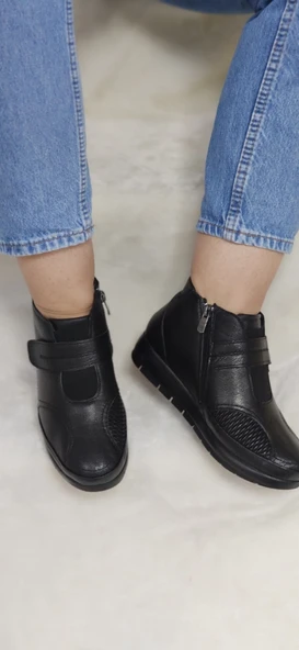 ÇİĞDEM GERÇEK DERİ KEMİK ÇIKINTISINA ÖZEL CIRTLI FERMUARLI ORTOPEDİK KADIN BOT(BELAX1607) - Resim 2