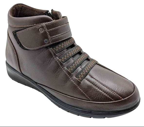 VOYAGER GERÇEK DERİ SİYAH LASTİKLİ, CIRTLI, ORTOPEDİK KADIN BOT (7118) - Resim 3