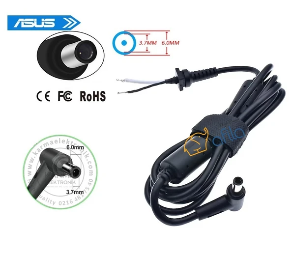 6.0mm*3.7mm Asus Rog Notebook Adaptörü Tamir Kablosu 150W, 180W, 200W, 240W uyumlu Kalın Kablo