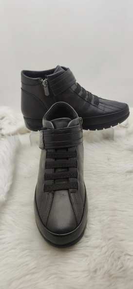 VOYAGER GERÇEK DERİ SİYAH LASTİKLİ, CIRTLI, ORTOPEDİK KADIN BOT (7118) - Resim 2