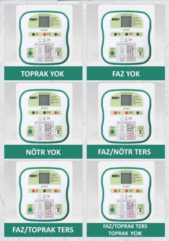 DUOYI DY207 Priz Topraklama RCD Test Cihazı - 3